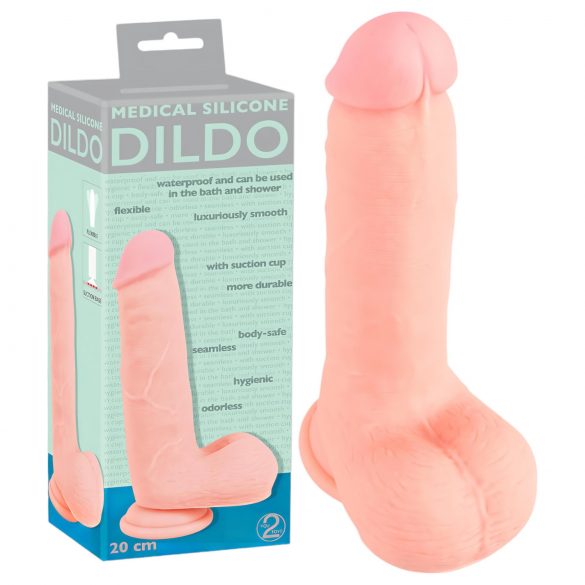 Medical - lekársky silikónový dildo (20cm) - prirodzený vzhľad