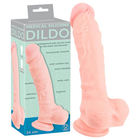 Lekársky silikónový dildo (24cm) - naturálny