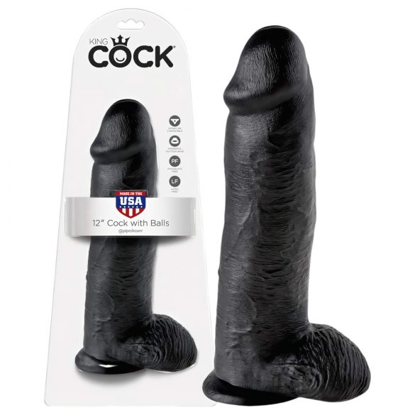 King Cock 12 veľký dildo (30 cm) - čierny