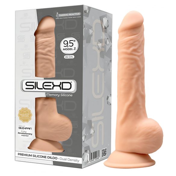 Silexd 9,5 - prísavkový dildo - 24 cm (prírodný)