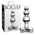 Icicles No. 47 - trojitý sklenený análny plug s perličkami (priehľadný)