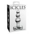 Icicles No. 47 - trojitý sklenený análny plug s perličkami (priehľadný)