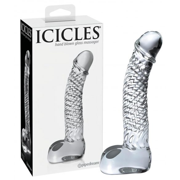 Icicles No. 61 - sklenené dildo s viacerými tvarmi (priehľadné)