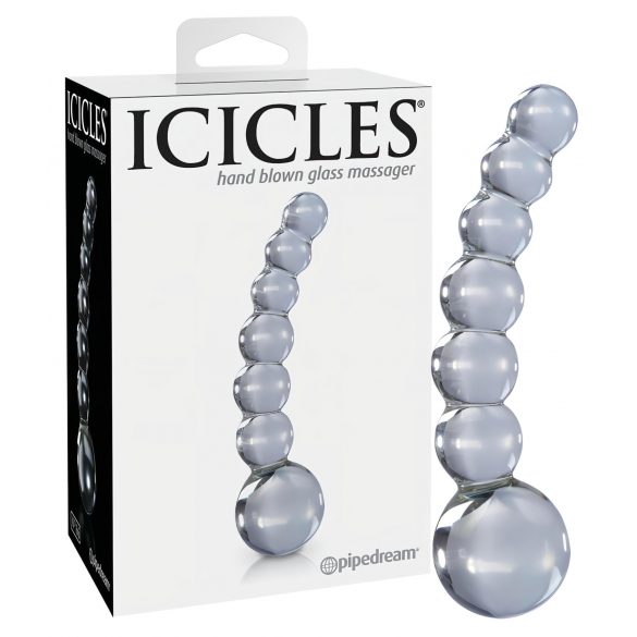 Icicles No. 66 - Krivý, guľatý sklenený dildó (priehľadný)