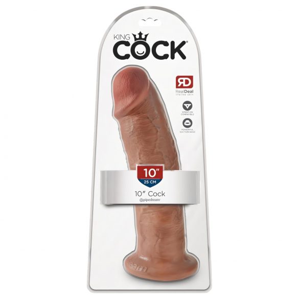 King Cock 10 - veľké dildo s prísavkou (25cm) - tmavá prírodná farba