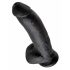 King Cock 9 - veľký prísavkový dildó s semeníkmi (23 cm) - čierny