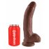 King Cock 9 - hnedé dildo s prísavkou a semenníkmi (23cm)