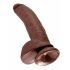 King Cock 9 - hnedé dildo s prísavkou a semenníkmi (23cm)