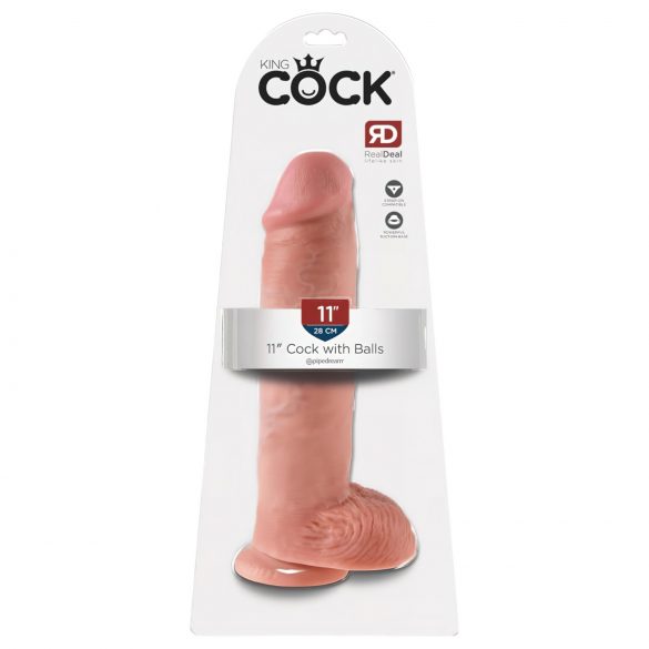 King Cock 11 - s prísavkou a semenníkmi (28cm) - prírodný