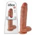 King Cock 11 - prísavný dildo s vajcami (28cm) - tmavý naturál