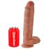 King Cock 11 - prísavný dildo s vajcami (28cm) - tmavý naturál