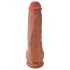 King Cock 11 - prísavný dildo s vajcami (28cm) - tmavý naturál