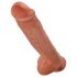 King Cock 11 - prísavný dildo s vajcami (28cm) - tmavý naturál