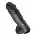 King Cock 11 - veľké prísavkové dildo s semenníkmi (28cm) - čierne