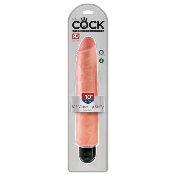 King Cock 10 Stiffy - Vodotesný realistický vibrátor (25cm) - prirodzený