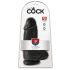 King Cock 9 Chubby - prísavný, semenníkový dildó (23cm) - čierny