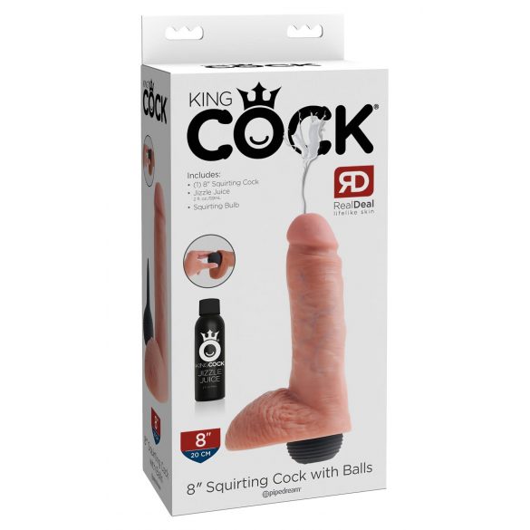 King Cock 8 - realistický striekajúci dildo (20cm) - prirodzený