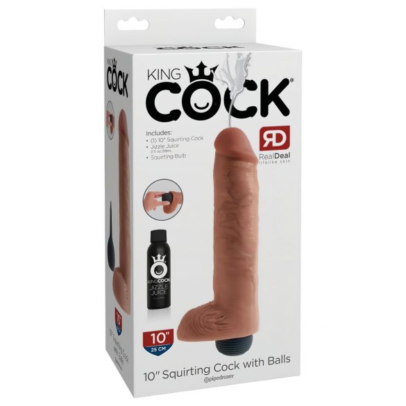 King Cock 10 - realistický striekajúci dildo (25 cm) - prírodný