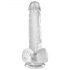 King Cock Clear 6 - prísavná dildo s guličkami (15 cm)