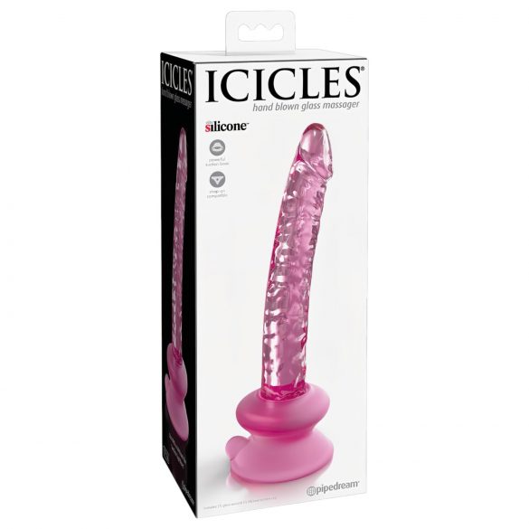 Icicles No. 86 - sklenené dildo s penisom (ružové)