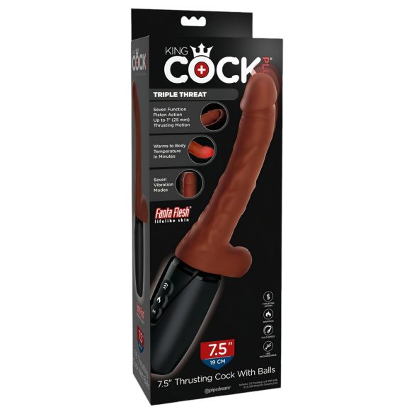 King Cock Plus 7,5 - hýbajúci sa vibrátor s miešaním (hnedý)