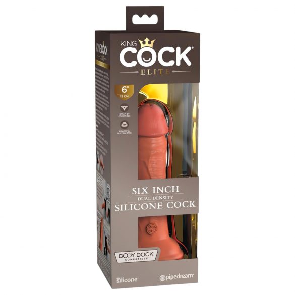 King Cock Elite 6 - prísavný realistický dildo (15cm) - tmavý