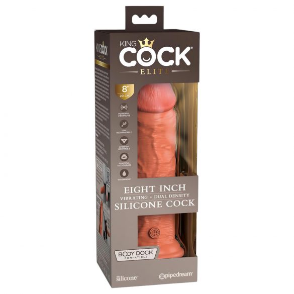 King Cock Elite 20cm - realistický vibrátor (tmavý telový)