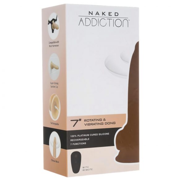 Naked Addiction Rotujúci 7 - akumulátorový vibrátor (18cm) - naturálna farba