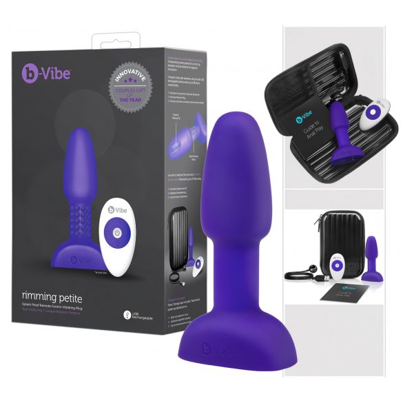 b-Vibe Rimming - rotačný anál vibrátor s perlami (fialový)