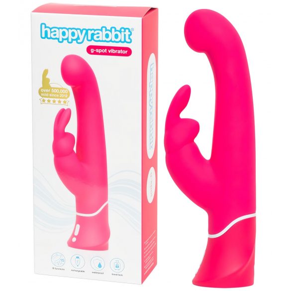 Happyrabbit G-spot - vodeodolný vibrátor s ramienkom na klitoris (ružový)