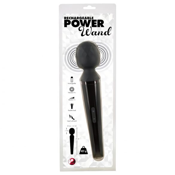 You2Toys Power Wand - nabíjací masážny vibrátor (čierny)