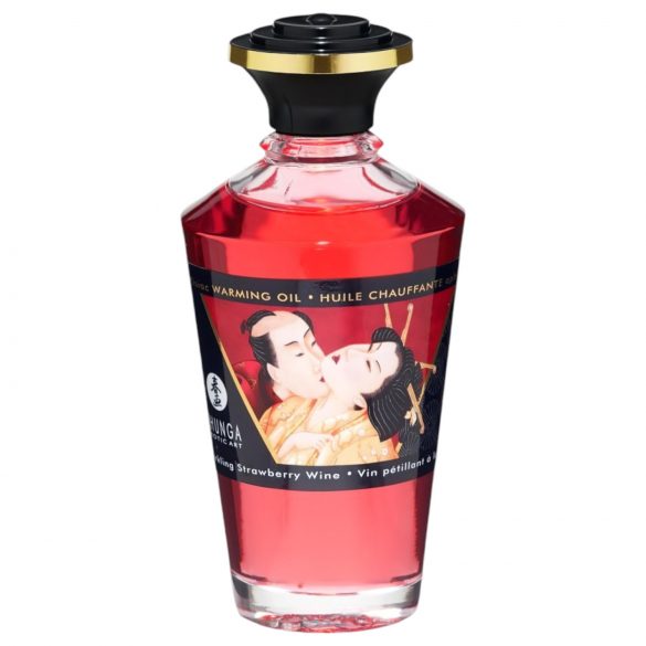 Shunga - hrejivý masážny olej - šampanské a jahoda (100ml)