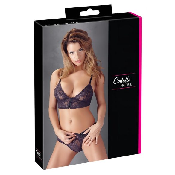 Cottelli - Kvetinová čipkovaná podprsenka set (fialová) - XL