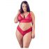 Cottelli Plus Size - jemný čipkovaný podprsenkový set (červený)