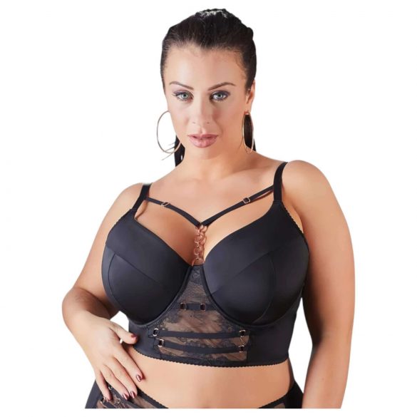 Cottelli Plus Size - čipkovaná podprsenka s ramienkami (čierna) - 95D