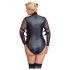 Cottelli Bondage Plus Size - body s čipkovanými rukávmi (čierny) - 2XL