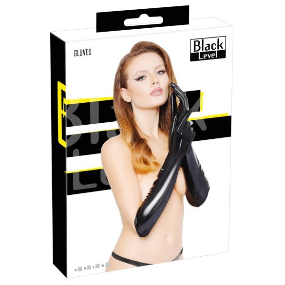 Black Level - lesklé latex rukavice (čierne) - XL