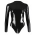 LATEX - dlhý rukáv dámsky body (čierny) - 2XL