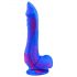 Inkipus - silikónové dildo s semenníkmi - 18cm (modrá-ružová)