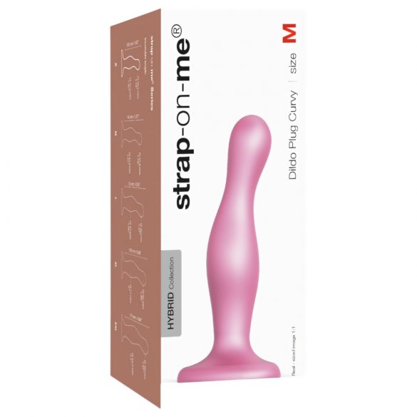 Strap-on-me Curvy M - vlnitý, prísavkový dildo (ružový)