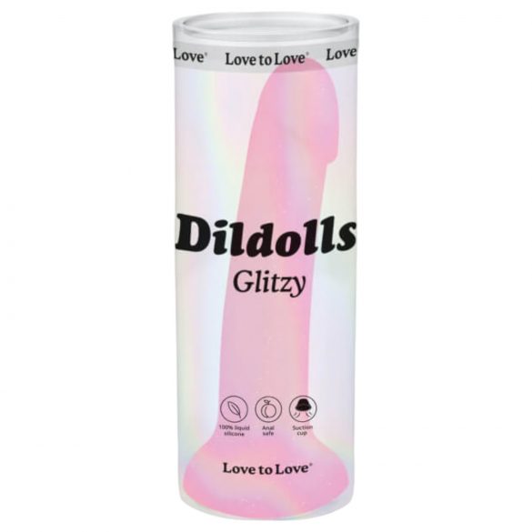 Dildolls Glitzy - silikónové dildo s prísavkou (ružové)