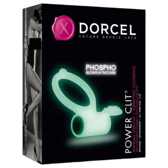 Dorcel - fosforeskujúci vibračný krúžok na penis (biely)