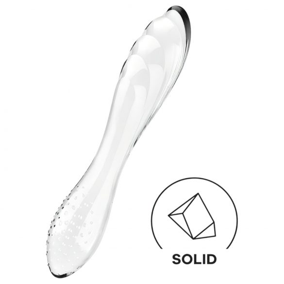 Satisfyer Dazzling Crystal 1 - dvojitý sklený dildó (priehľadný)