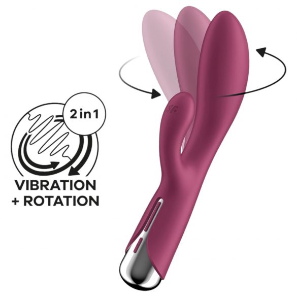 Satisfyer Spinning Rabbit 1 - rotačný vibrátor s klitorálnym ramenom (červený)