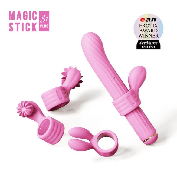 Magic Stick - vibrátor s výmenným ramenom (ružový)