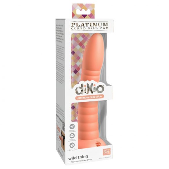 Dillio Wild Thing - vrúbkované dildo (19 cm) - oranžové