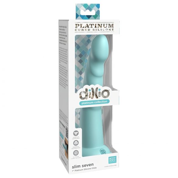 Dillio Slim Seven - stimulujúci dildo s prísavkou (20 cm) - tyrkysový