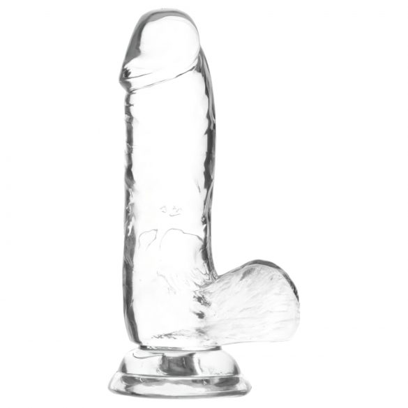 Addiction Crystal - prísavka, semenníky dildo (priehľadné) - 15 cm