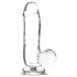 Addiction Crystal - prísavka, semenníky dildo (priehľadné) - 15 cm