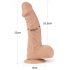 Lovetoy Real Extreme - prísavkový, semenníkový dildo - 23 cm (prírodný)